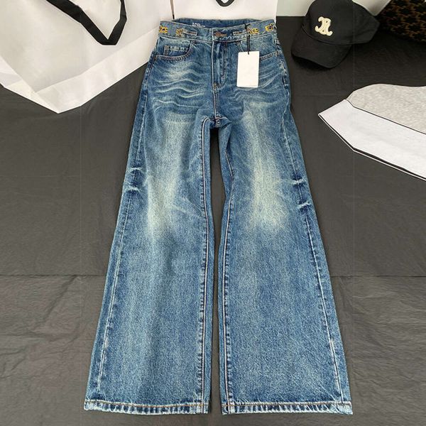 Vestidos casuais básicos CE Triumphal Arch Oil South Oil High End Women's Women's Letter Chain Jeans de perna larga para mulheres