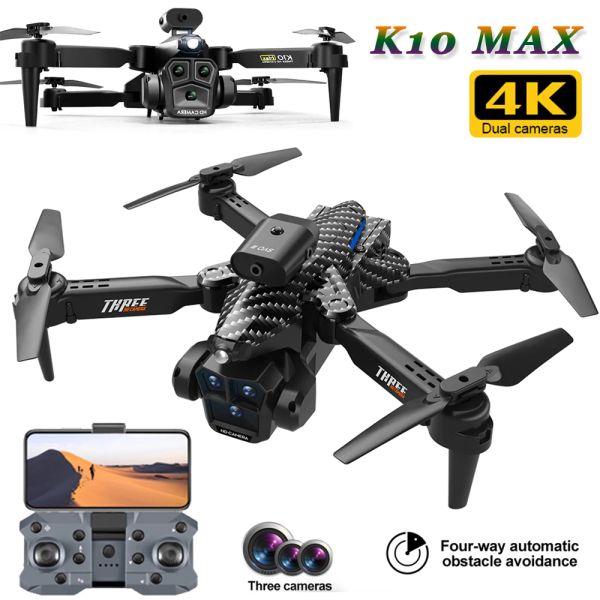 Dronlar k10max dron 4k hd üç kamera profesyonel hava fotoğrafçılığı oneKey dönüş engel kaçınma dron ile kamera quadcopter