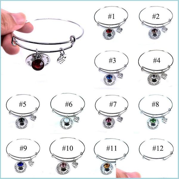 Pulseiras de charme pulseira de birthstone para mulheres jóias de jóias presentes de aço de aço punhal wish fazer realidade bela feita com amor coração dhr9o