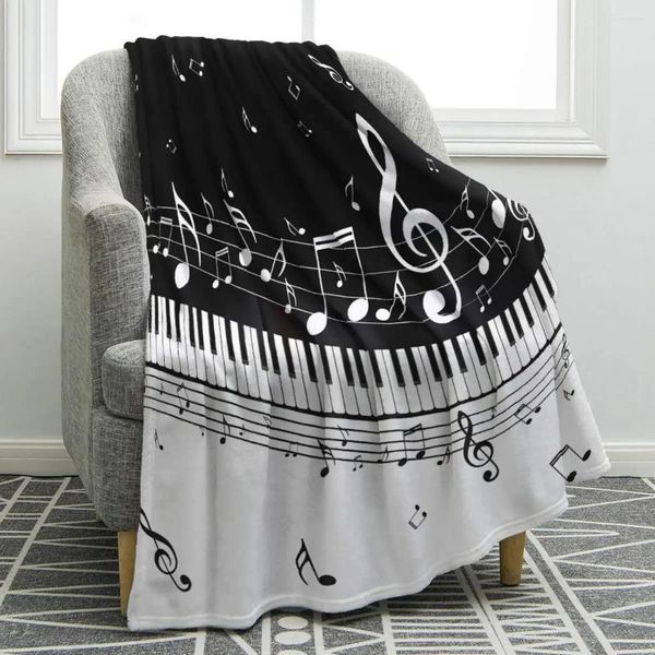 Одеяла фортепиано музыка примечание черное одеяло мягкое теплый печатный бросок лигтевла