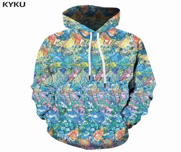 3D Capuzes Anime Swewelts Men Men Psychedelic Capuz Casual engraçado 3D Impresso Sorto de peixe estampado com capuz h09091996203