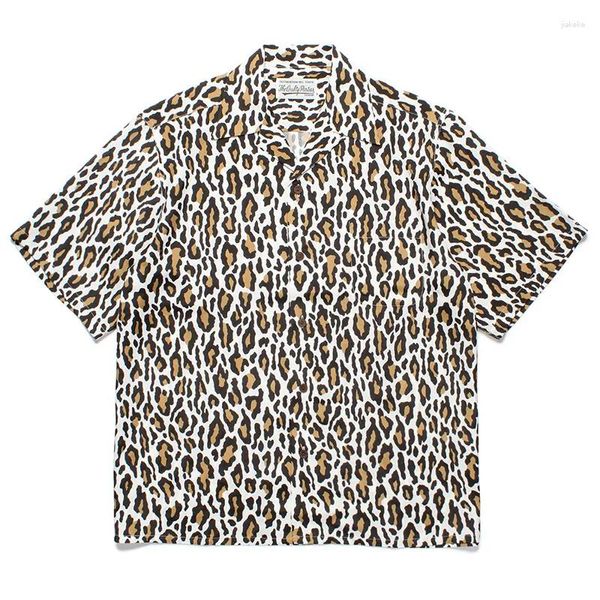 Camisas casuais masculinas clássicas leopard wacko maria havaí camisa de manga curta masculina mulher de boa qualidade versátil camisetas