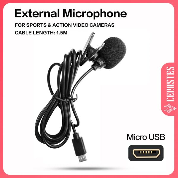 Accessori ad alta fedeltà ad alta fedeltà microfono esterno Sport fotocamera fotocamera micro Connettore USB Lunghezza cavo 1,5 m V39 V316