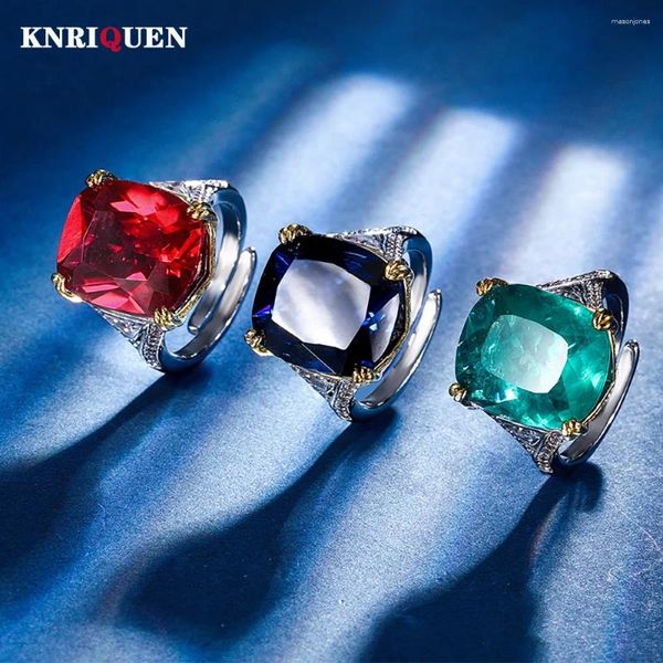 Küme Yüzükleri 2024 Retro 14 16mm Ruby Safir Emerald Ring Simüle Taş Partisi Kadınlar İçin Güzel Takı