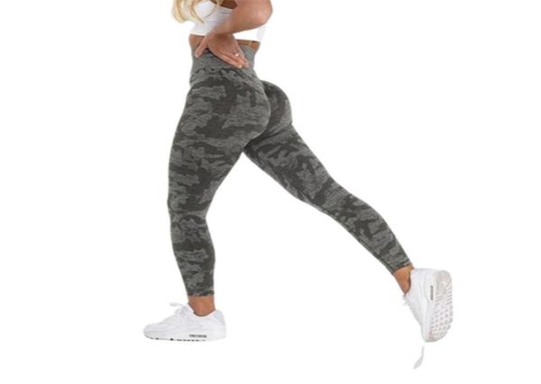 NVGTN CAMO TRAÇÕES CONECESSAS Leggings Leggings Butt Lift Yoga Pant Cantura alta Roupa de fitness Sports Sports Wear Gym Fuchsia Nylon 2206276700179