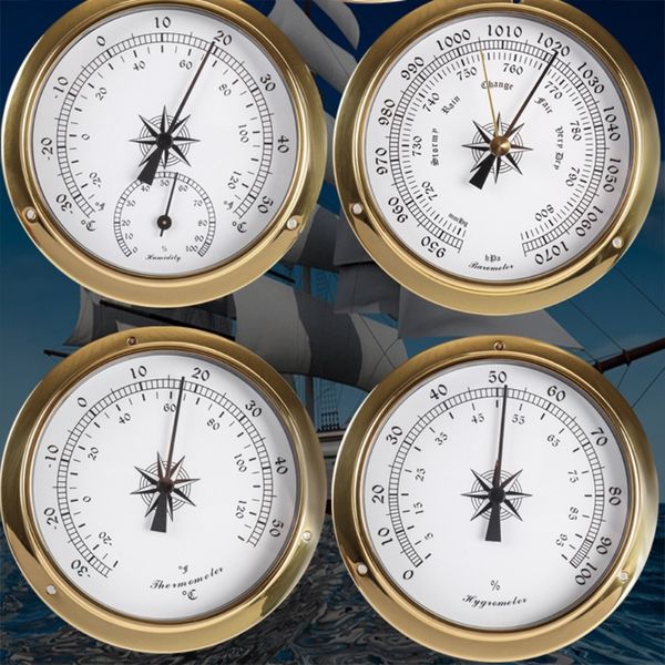 115 -mm -Wandmontage -Thermometer Hygrometer Barometer Uhr Gezeitenuhr für die Innenhülle im Freien im Freien