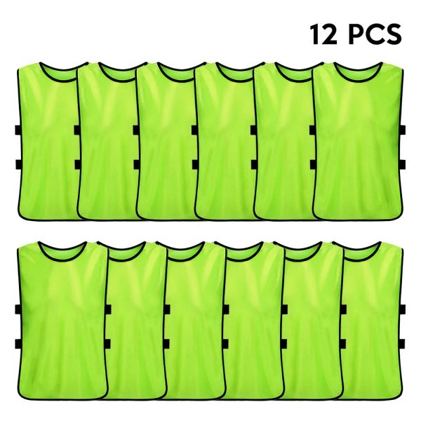 Futebol 12 pcs crianças homens coletes de futebol pinnies jerseys secagem de seco rápido, running running juventude treinar babadores