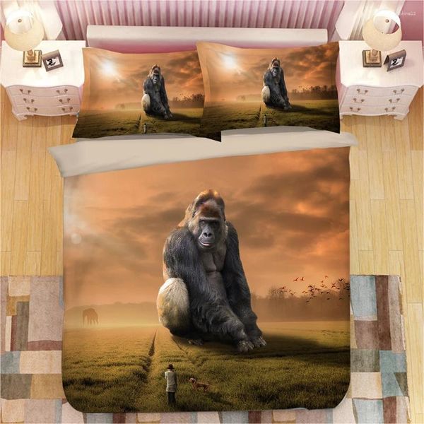 Set di biancheria da letto 3D GORILLA LION SWAN SPAMPAGGIO COPERCHE COPERCHE COPERCHE CHIFICA