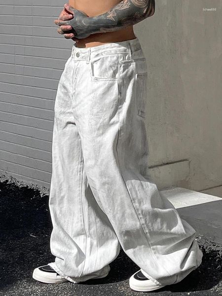 Erkek pantolonları yüksek cadde gevşek rahat trendi 2024 Beyaz tüm eşleştirme düz uzun moda