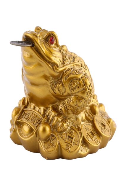 Feng Shui Toad Money Lucky Fortune Wealth Chinese Golden Frog Toad Coin Home Office Dekoration Tabletop Ornamente Glücksgeschenke6683329