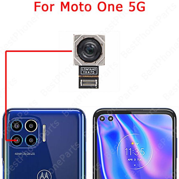 Vista posteriore selfie rivolta alla grande fotocamera posteriore per Motorola Moto One 5G ACE Camera da riparazione del modulo anteriore Cavo Flex Flex