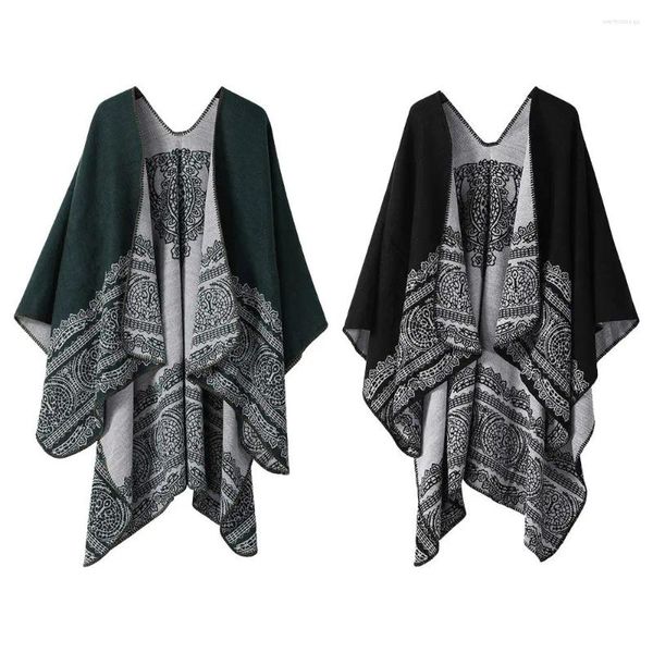 Schals doppelseitig Fleece Schal Luxus elegant verdickter Winter warmes Plüsch Wraps Schal Spitzenmuster Kaschmir Cape