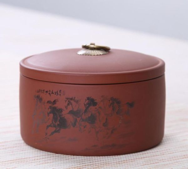 Lila Clay Küchendosen für Gewürze Aufbewahrungspackung Box getrocknete Nüsse Caddy Tank Retro Ceramic Canister Versiegelte Jar -Töpfe CRE9173719