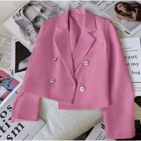 Damenanzüge Mode Kurzfrauen Blazer elegante weibliche Jacke Tops Casual Solid Long Sleeve Office Lady Blazer Coat Frühling Herbst