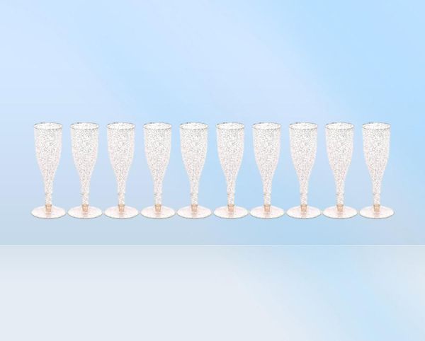 Einweg -Geschirr 20pcs Gold Glitzer Plastik Champagner Flöten Tassen Toasten Brille Hochzeit Babyparty Party Vorräte 3556852