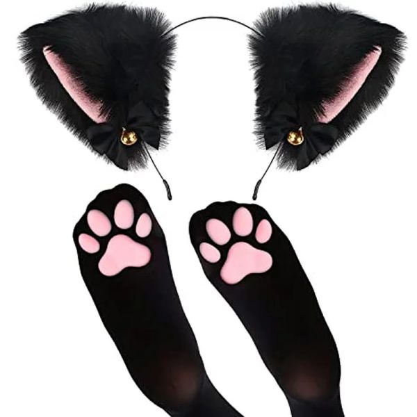 Meias de gato meias kawaii 3d gaiolas de garra de gato para mulheres meninas fofas lolita cosplay pawpads meias de cosplay cutpwpad coxa meias altas