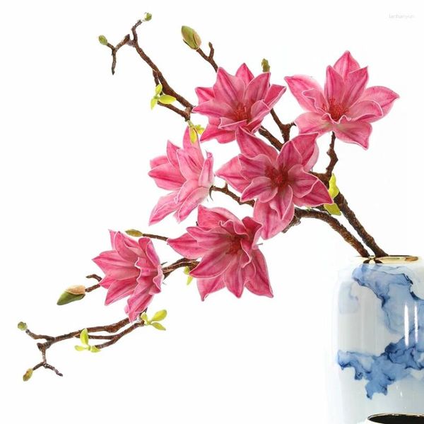 Flores decorativas Purple magnolia pu petal (3 flor/haste) 80 cm de evento floral festa chinês estilo decoração de verão presente de flor - presente de flor -