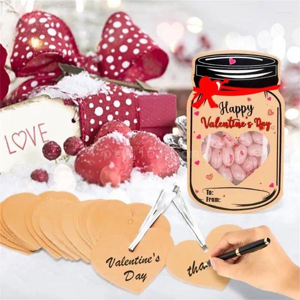 Favor de festas 50pcs Candy Jar Valentine Cards Set com Hollowed Heart Shaped Perfect for Gatherings School Entertainment Gift Exchange