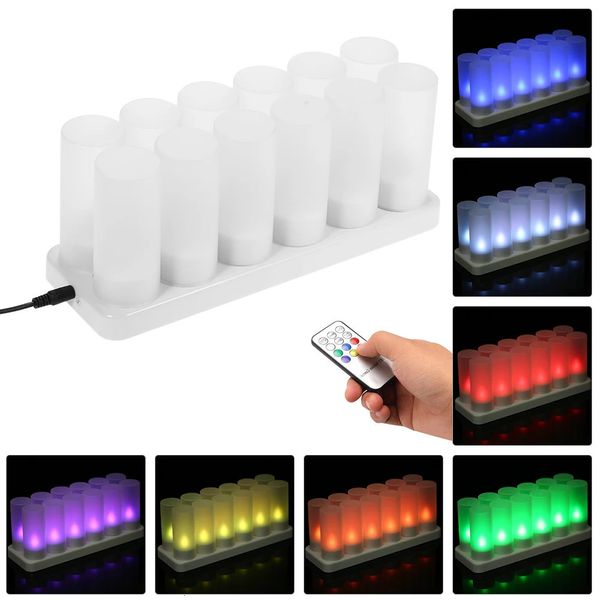 Candle LED colorida LED USB Recarregável TeaLight sem chamas com controle remoto para decoração do dia dos namorados 240412