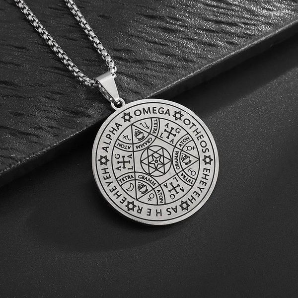 Anhänger Halskette Edelstahl Jüdischer Star von David Six Speced Wicca Halskette für Männer Frauen Rune Amulettschmuck Geschenk