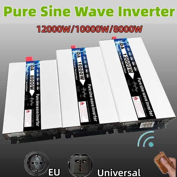 12000W 10kW 8kW Inversor de onda senoidal pura DC 12/24/48V a 110V 220V Inverter inversor de carro para inversor para sistema solar RV Outdoor