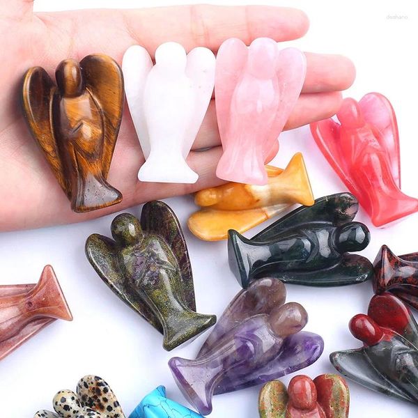 Dekorative Figuren 1,5 -Zoll Engel Statue Stein schnitzen natürliche Jade Crystal Reiki Heilung Wohnkultur Stücke Handwerk Geschenke