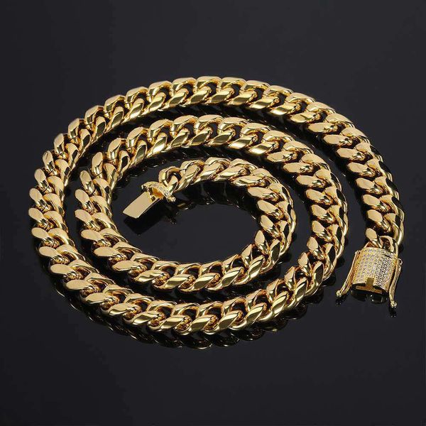 Großhandel Hip Hop Gold gefüllt kubanische Kette Kubanische Verknüpfungskette Iced Kubaner Kette Halskette Edelstahlschmuck