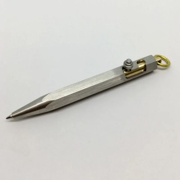 Penne 1 pezzi Mini bulloni fatti a mano Penna in acciaio inossidabile Pennello portatile Porta in metallo a pendente a sospensione per autodifesa EDC