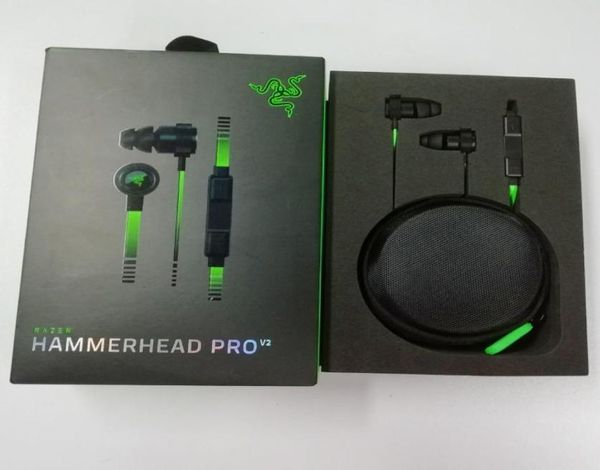 Новые выпущенные наушники Razer Hammerhead Pro v2 в наушниках для ушных наушников с микрофонами игровых гарнитур Шумосовую изоляцию стерео Bass6898896