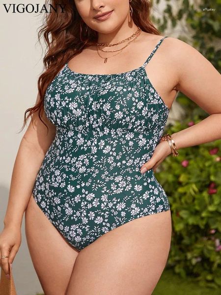 Costumi da bagno femminile Vigojany 2024 Stampa a corto di dimensioni Sexy Donne Sust Up Up One Piece Swimsuit Sumpless Summer Chubby Bareding Sude