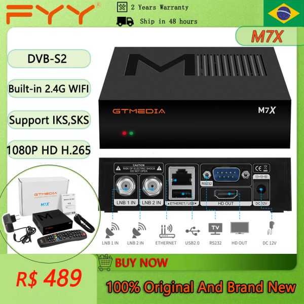 Bulucu SKS/IKS reseptörü GTMedia M7X DVBS2 1080P HD SATEL ALICI İkiz Tuner HEVC Ana 8 Profil 2,4G WiFi Decoder STB