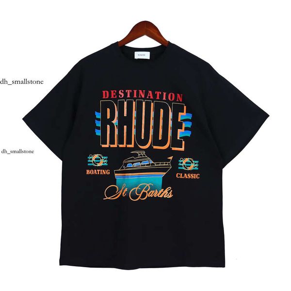 Rhude T Shirt Europe America Amerika Erkek T Shirt Rhude Tasarımcı Marka Giyim Yuvarlak Boyun Yüksek Kaliteli Kısa Kol Boyutu S-XXL 313