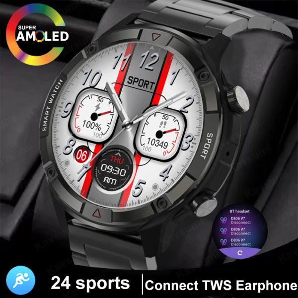 RELISTA NOVO SMART RISK MEN 4G Memória Local Music Player 454*454 AMOLED SLACE Bluetooth Call Sports Smartwatch para Huawei Android Apple