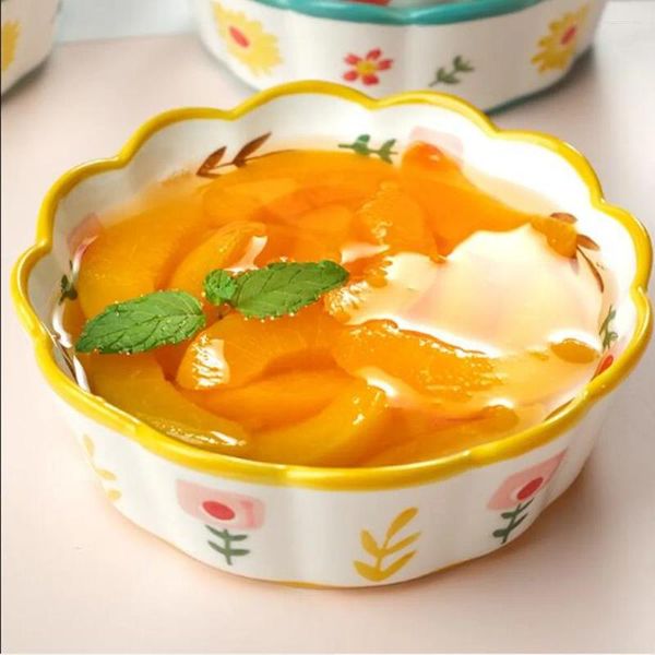Schalen Blumen süße Obst -Servierschale Keramiksalat stabil mischen für Getreide Suppe Salat
