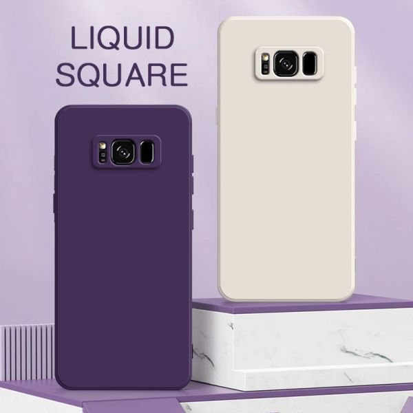 Quadratische Flüssigkeits -Silikon -Telefonhülle für Samsung Galaxy S8 S9 S10 Note 9 10 plus A32 A51 A52 A54 4G 5G Weiche Stoßdämpfer Rückseite Abdeckung