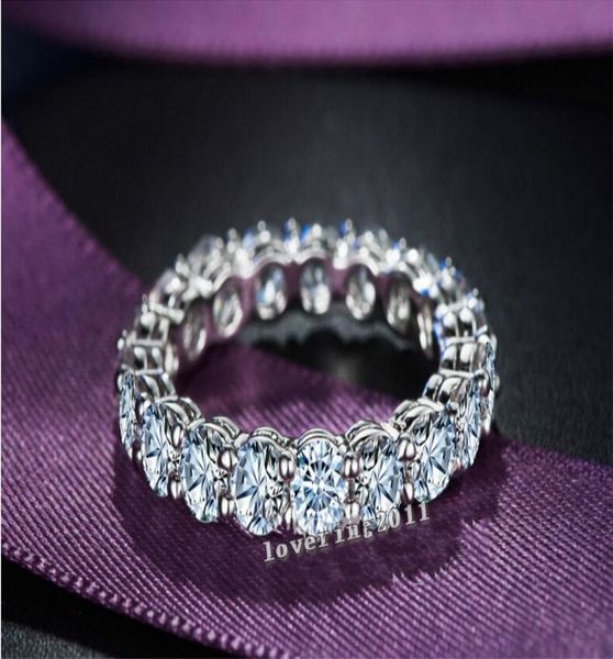 Vecalon Pong Set Jewelry Women Jóias 925 Sterling Silver Ring de 2 quilates Diamond CZ