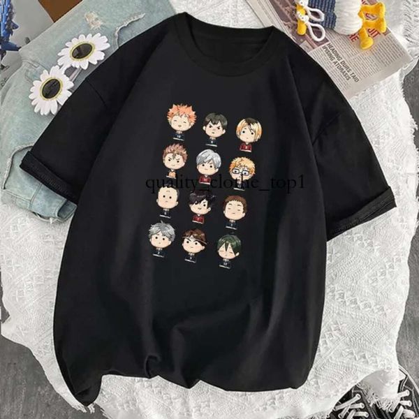 Erkek Tişörtleri Haikyuu Kageyama Tobio Anime Man Gömlek Gevşek Kısa Kısa Kol Siyah Moda Markası 2024 Haruku Crewneck Camisetas Baskılı Pamuk T-Shirt 409