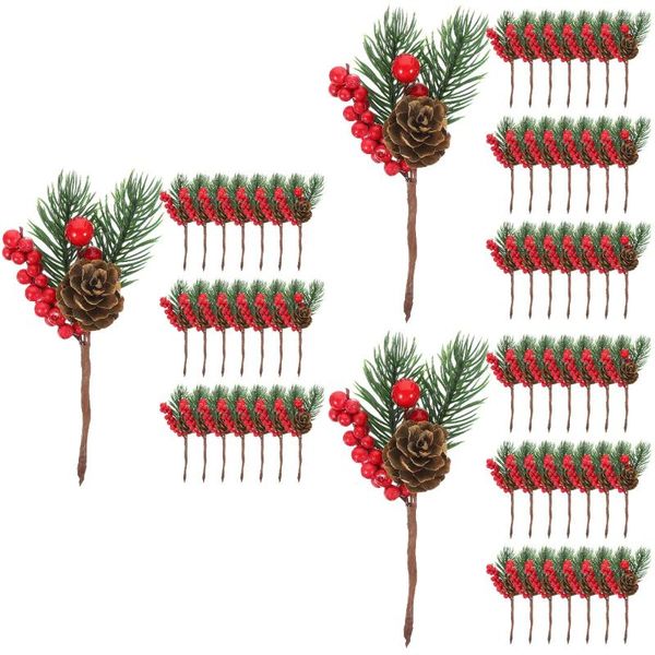 Flores decorativas 30 PCS PCS Artificial Pine Cone Decoração de Natal Plantas de Árvore de Floras Fazendo Filial Filiais de Falas de Faltos Partem