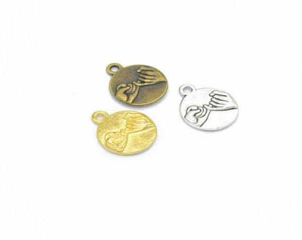 200pcs Pinky Promise Charms Gold Silver Bronze Apresentação de amizade Charms Friend Fidelity Charm Jewelry Craft Supplies ABOU9310344