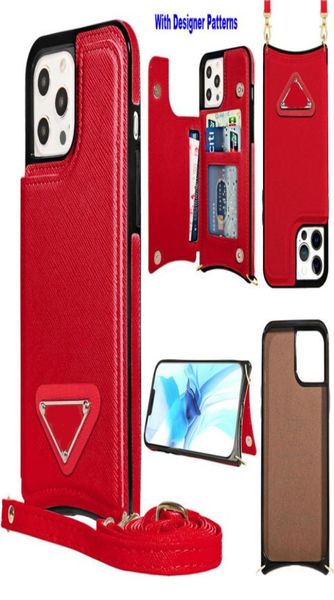 Case di portafoglio di design di lusso per iPhone 14 Pro Max Card Shot Slot Pulfene in pelle IP13Promax 12 11 Copertina con cinturino a tracolla Wom3866489