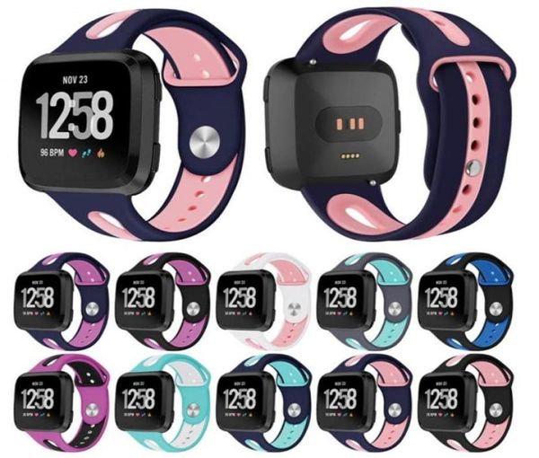 Новые 10 стилей Два цвета ремень для Fitbit Versa 2 Smart Watch Best Soft Silicone Sport Sport Watch -Band Band Braclet310F2831419