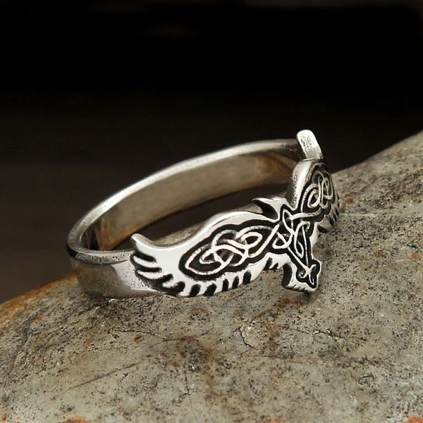 Nordic viking pequeno anel de corvo punk 14k ouro vintage simples celta nó anel unissex Amulet Jewelry Gifts