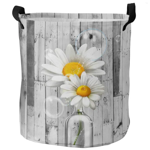 Сумки для стирки Daisy Flower Bottle Woot Grain Retro Грязная корзина складная домашняя организация одежда детская игрушка