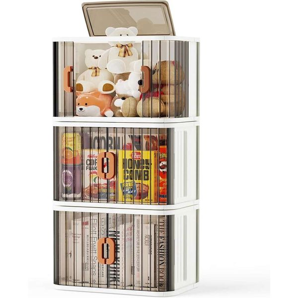 Deckelhäuser Storage Bins - 17 Gallonen stapelbare Schrankorganisatoren mit abschließbaren Türen, Plastikstockbehälter -Containerschachtel auf Rädern für Kleidung, Bücher, Bettwäsche.