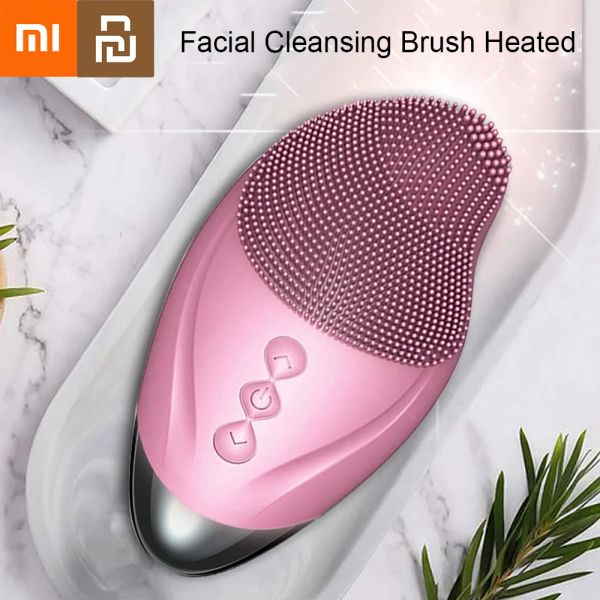 Massagegeräte Xiaomi YouPin Vibration Elektrische Gesichtsreinigung Pinsel Silikon Gesicht sauberes Pinsel Klangwaschen Gesichtsreiniger Erhitztes Massager