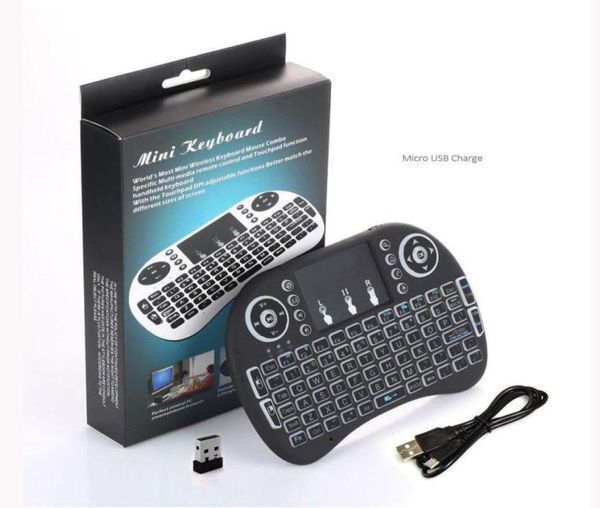 Mini RII Keyboard sem fio i8 24G Inglês Air Mouse Keyboard Remote Control Touchpad Para Smart Android TV Box Notebook Tablet PC7182468