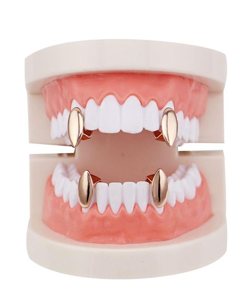 Fantasticdreamer singoli fangs denti grillz a 4 colori liscio argento oro rosa oro grillz denti denti a buon mercato set hip hop uomini ebreo8519443