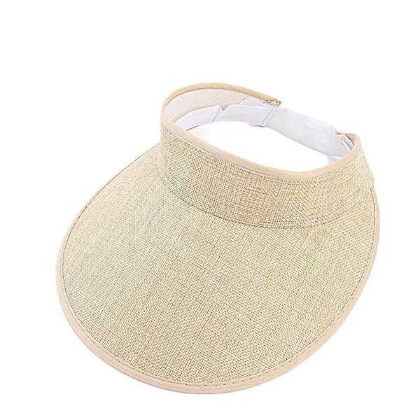 Visors Wide Brim Hats Bucket Sun for Women Faux Linen Moda Sports Visor Hats 24413