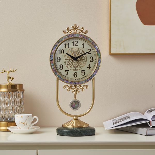 Orologio da tavolo in ottone Accessori decorativi decorativi Studio della camera da letto antico di lusso in piedi orologio da desktop nordico