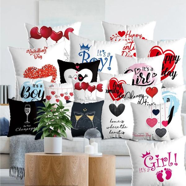 Travesseiros de arremesso de travesseiro Cobrar utensílios domésticos do Dia dos Namorados Carta de amor de cetim travesseiro de cetim